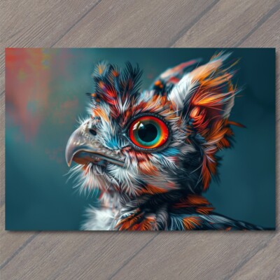 Art Print Cat Bird Hybrid Animal Weird Strange Funny Cute Colorful Beak Merge