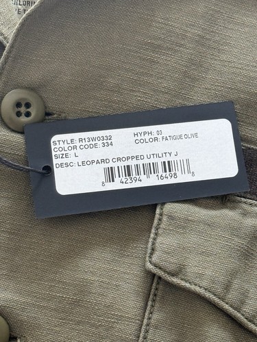 NUEVO CON ETIQUETAS R13 Chaqueta Utilitaria Recortada Leopardo en Fatiga Oliva Talla L Regular - Imagen 5 de 13