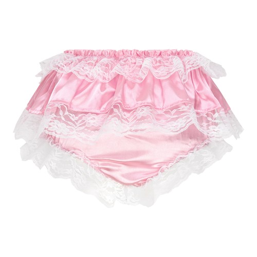 Frilly Lace Sissy Ruffled French Knickers Briefs Lingerie Silky Satin Panties - Picture 29 of 46