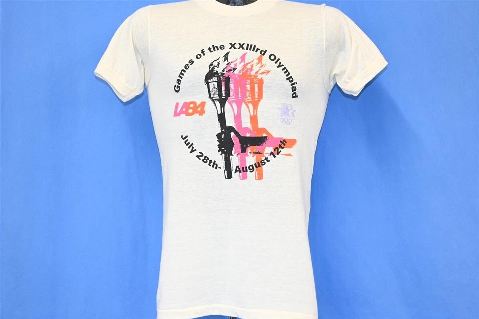 vintage 80s LA84 LOS ANGELES XXIIIRD OLYMPIC GAMES TORCH t-shirt OLYMPICS XS - Image 2 of 4