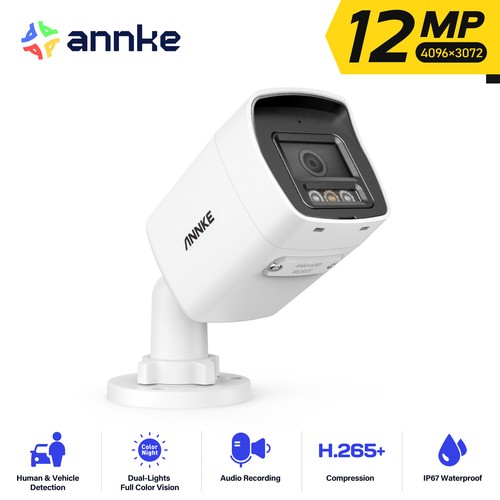 ANNKE 12MP Color Night PoE IP Security Surveillance Camera AI Human Detection