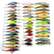 43pcs Minnow Fishing Lures Kit - Hard Bait Plastic Tackle Crank Baits