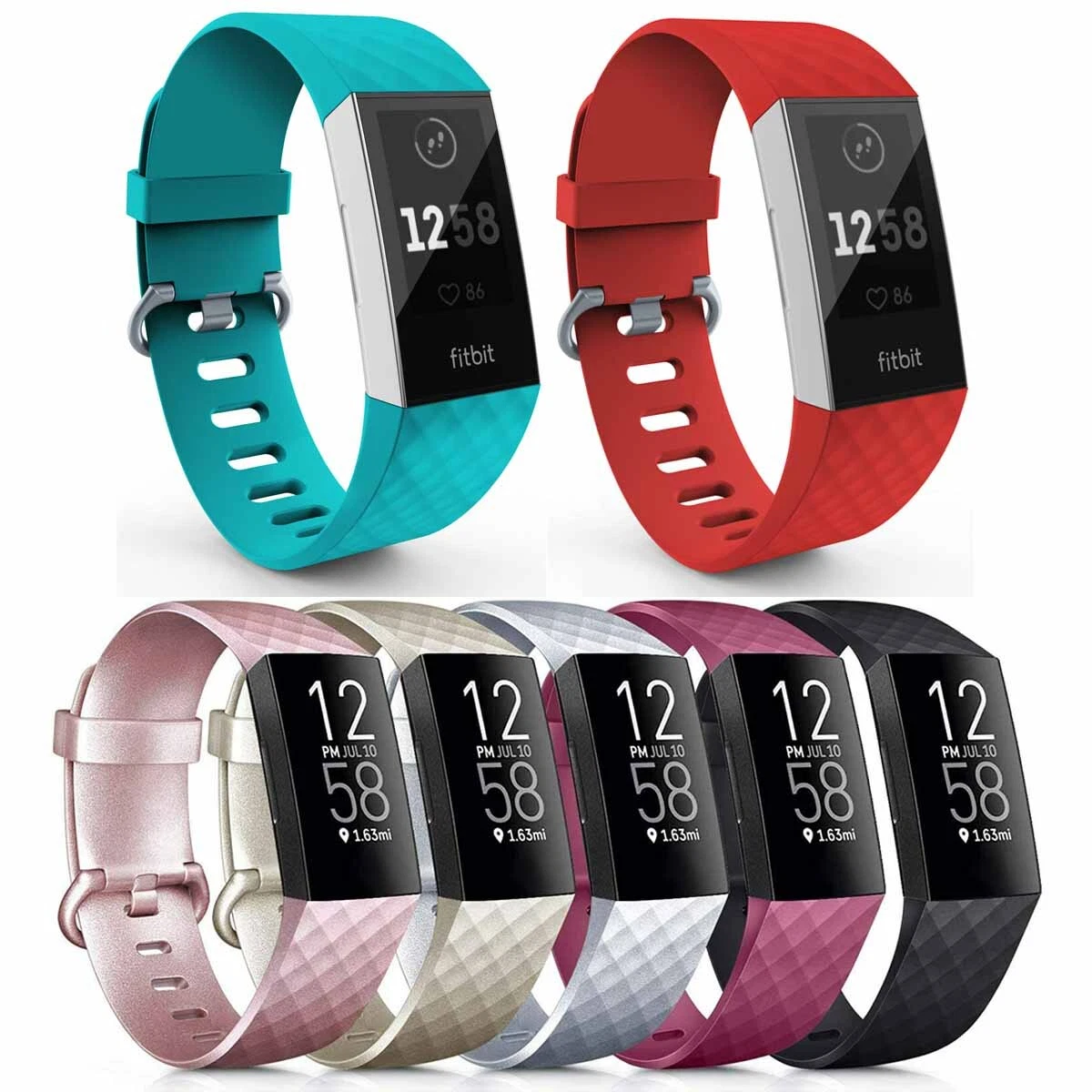 For Fitbit Charge 6/5 Plastic Silicone Watch Smart Bracelet Red