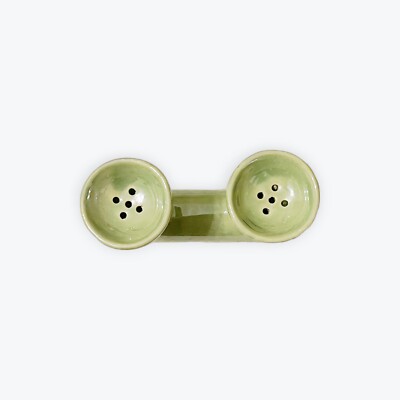 2-Way Ceramic Hookah Bowl - Dual Flavor Shisha Head - Premium Green Phunnel