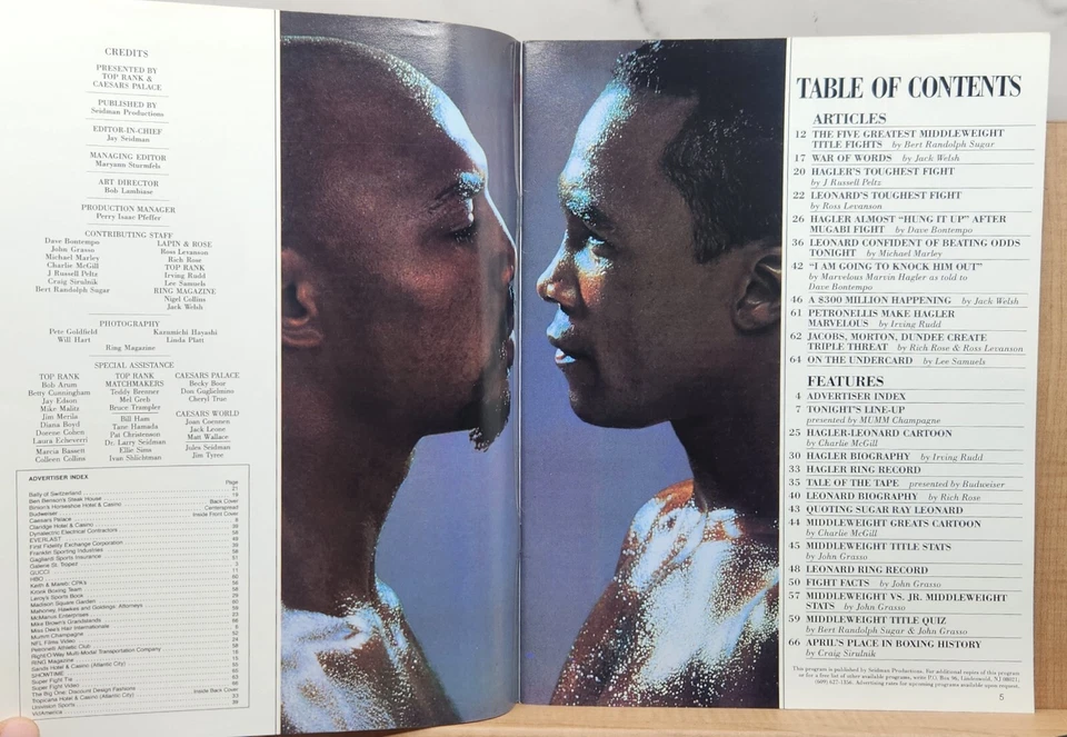Hagler Vs. Leonard: the Super Fight-World Middleweight Championship Program - Image 4 of 4