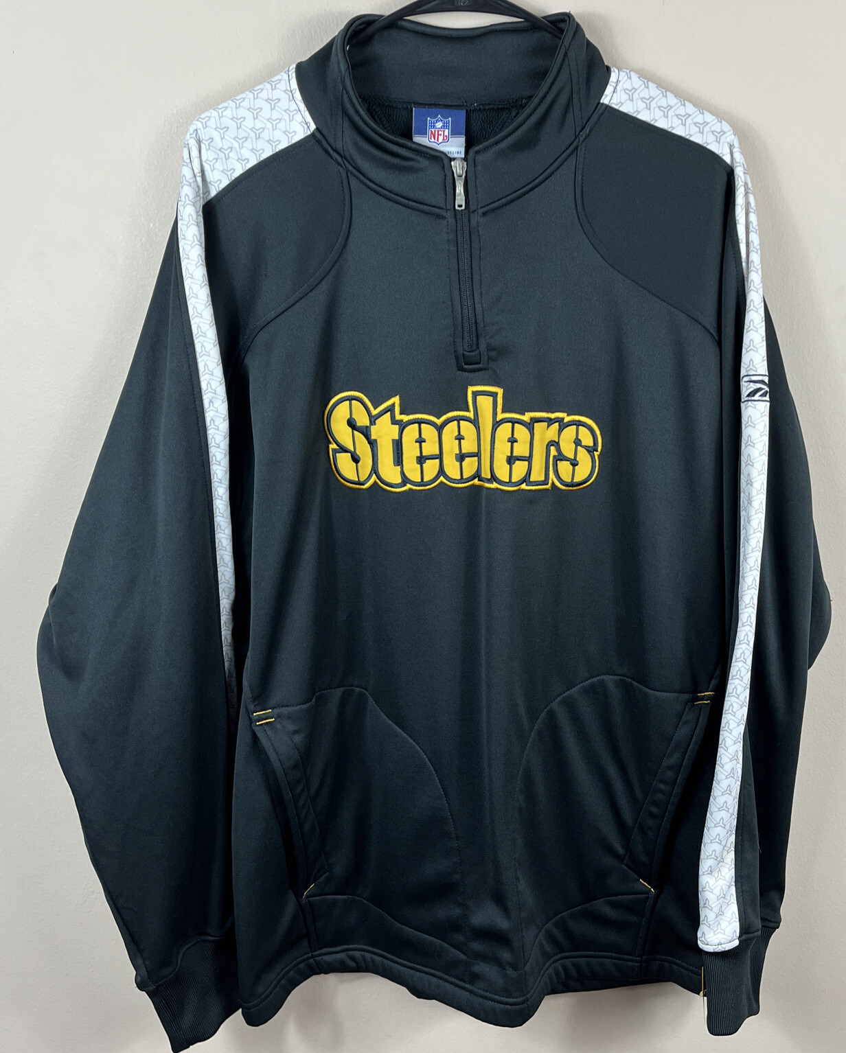 Pittsburgh Steelers Reebok NFL Authentic Sideline 1/4 ZIP Pullover Sweatshirt L