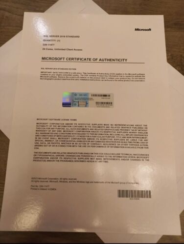 Ms SQL Server 2019 16 Core- 5 Cal, Full Version, Dvd & COA - Picture 2 of 2