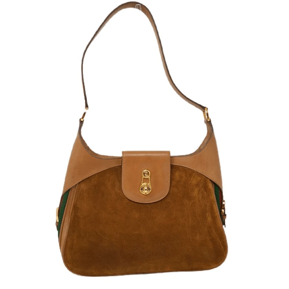 Rare Vintage Gucci Collector Tan Suede Gucci Web Bag with Tan Leather Trim  u0026 Gol | eBay