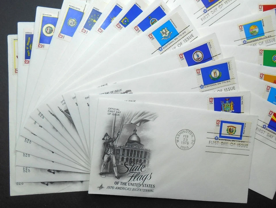 1976 State Flags set 50 covers Sc 1633-1682 FDCs with Artcraft DC cancels - Image 3 of 4