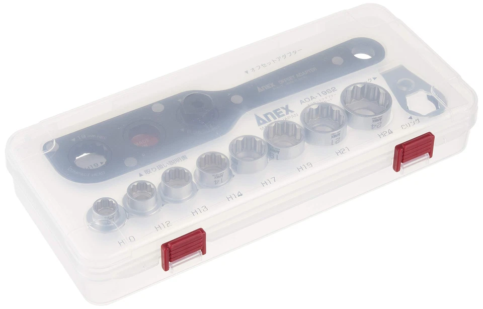 ANEX 19mm SOCKET & 1/4" SHANK BIT OFFSET ADAPTER WITH SOCKET SET AOA-19S2 NEW JP - Image 2 of 4