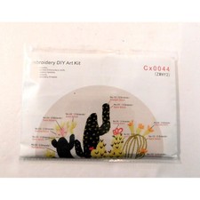 Embroidery DIY Art Kit Cx0044 Pre-Printed Cloth Needles Threads Desert Cactus