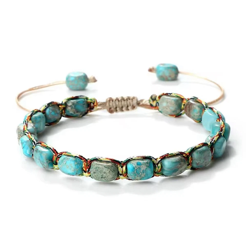 Natural Gemstone Sea Sediment Jasper Beaded Bracelet, Quartz Beaded Bracelet - Image 3 of 4
