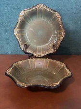 Roscher & Co Renzo Collection Bowls (Set of 2) Scalloped Green 8 1/2" B8