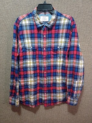 Flag & Anthem Dry Goods Supply USA Plaid Button Up Long Sleeve Shirt XL 