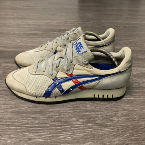 Vintage 80s Asics Tiger Caliber GT Mesh Red/Blue Sneakers Sz. 10 Japan - Afbeelding 1 van 12