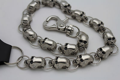 Men Silver Metal Wallet Chains Strong Jeans Biker Skulls Skeletons