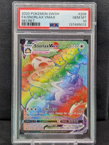 Snorlax Vmax 206/202 Secret Rainbow Hyper Rare PSA 10 Full Art Sword & Shield