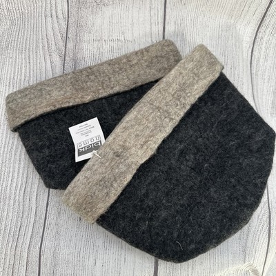 Felted Wool Storage Basket Charcoal Beige 100% Sheep Wool Medium 13x9 Set of 2