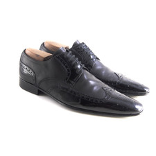 Dolce Gabbana Brogues 42 US 9 Mens Black Leather Wingtip Shoes Italy