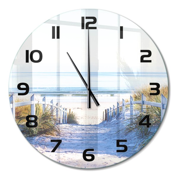 Glasuhr Glas-Wanduhr Ohne TickgeräUsche KüStendüNen Schwarze Zeiger Fi60 Cm-image