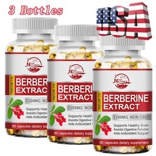 3 Packs Berberine HCl 1200mg Caps - Berberine Supplement - Blood Sugar Health