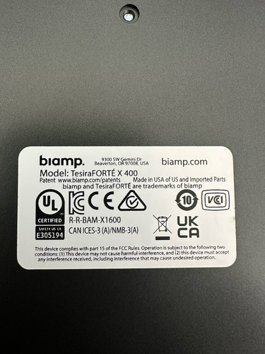 Biamp TesiraFORTE X 400 Meeting Room DSP w/ Power Adapter - Picture 12 of 17