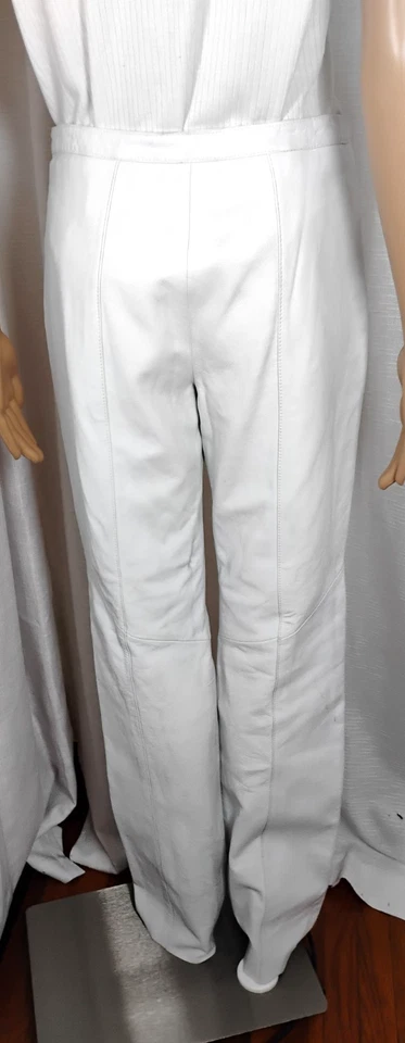 Pantalones Venus Williams Wilsons Cuero Suave Mujer Talla 10 Blanco Moto Pierna Recta Foto 3 de 4