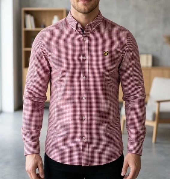 Men Lyle & Scott Shirt Red Cotton L
