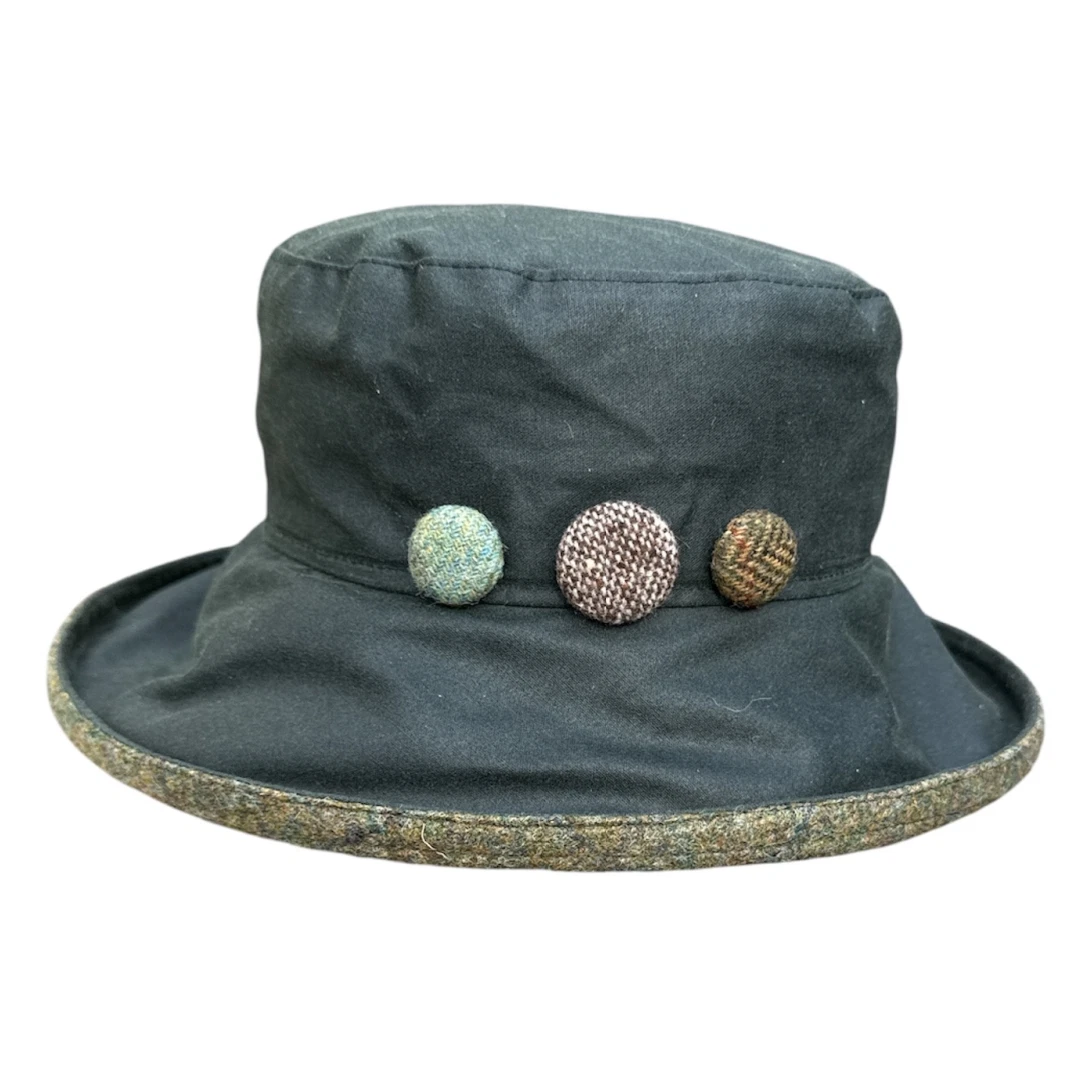 Showerproof Waxed Cotton Bucket Hat - Navy, Brown, Green - Milly