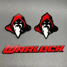Warlock Emblem Badges Red-Black Fender Angry Aggressive Racing + Tailgate Badge