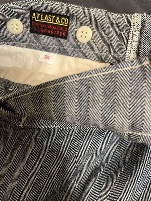 At Last & Co. Timeworn Clothing Herringbone Trousers 34- Made In