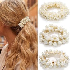 Pearl Hair Tie Scrunchies Fancy Ponytail Holders Hair Accessories for Women ...