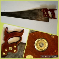 Vintage HENRY DISSTON & SONS D-8 1940s Skew Back - 26" 6 Tpi Hand Saw Good Shape