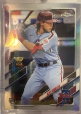 2021 Topps Chrome Alec Bohm # 119 Refractor Blue Jersey Batting Perfect Card