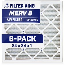 Filter King 24x24x1 Air Filter 6-PACK MERV 8 Actual Size 23.5 x 23.5 x .75"