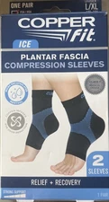 Copper Fit Ice Plantar Fascia Compression Sleeves 1 Pair Unisex Sz L / XL New