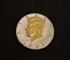 DANBURY MINT,    1993-P KENNEDY HALF DOLLAR, GOLD AND SILVER PLATED
