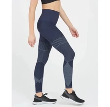 Spanx Look at Me Now Seamless Moto Leggings M Indigo Sky Blue Navy 50200R Yoga