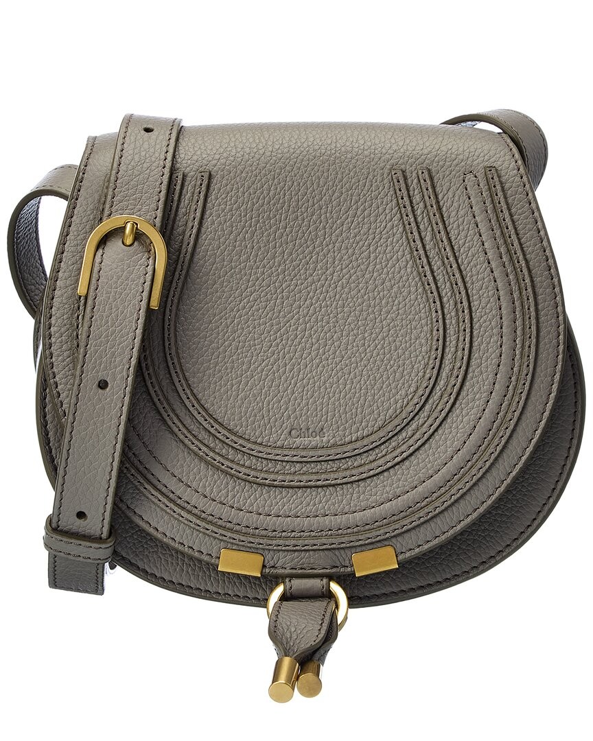 Chloé Marcie Small Leather Saddle Bag Women's Grey