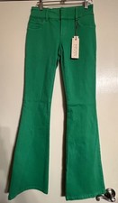 Alice  Olivia Stacey Bell Jeans Women's NWT 295 Size 24 Garden Green Summer