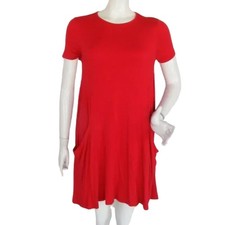 ASOS Relaxed Dress, 6, Jersey, Loose Shift, Pockets, Short sleeve, Solid Red