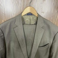 Stafford 2 Piece Suit Mens 52R 40x29 Brown Solid Wool Polyester Double Vented