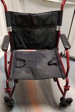Medline Ultra Lightweight Transport Wheelchair 19  Seat Red Lightly Used