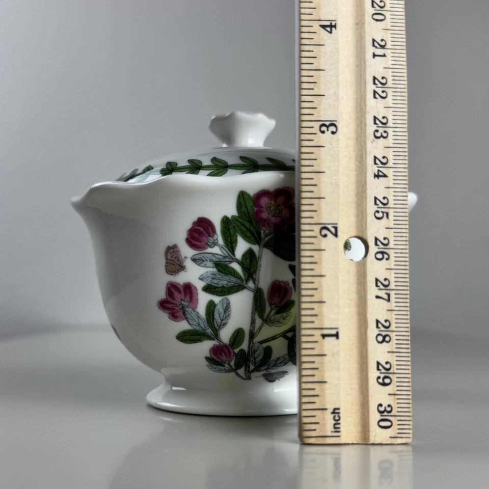 Set Of 2 Rare Rimmed PORTMEIRION Botanic Garden Sugar Jam Bowl W/Lid & Jar 4" - Image 3 of 4