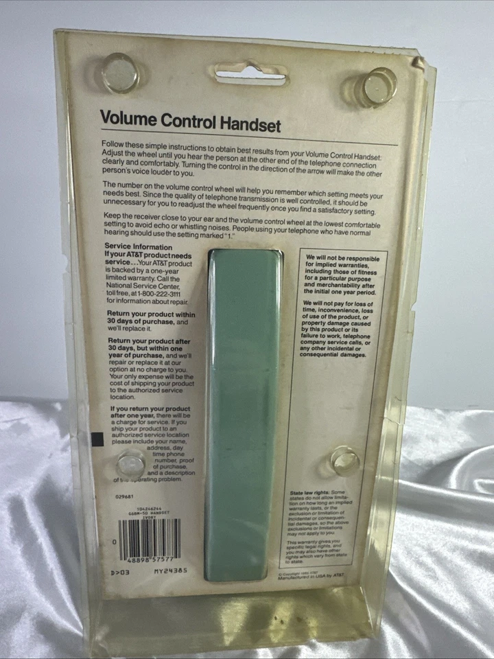 AT&T Volume Control Handset G6BM-50 Ivory Vtg Phone Accessory Cyan - Image 2 of 2