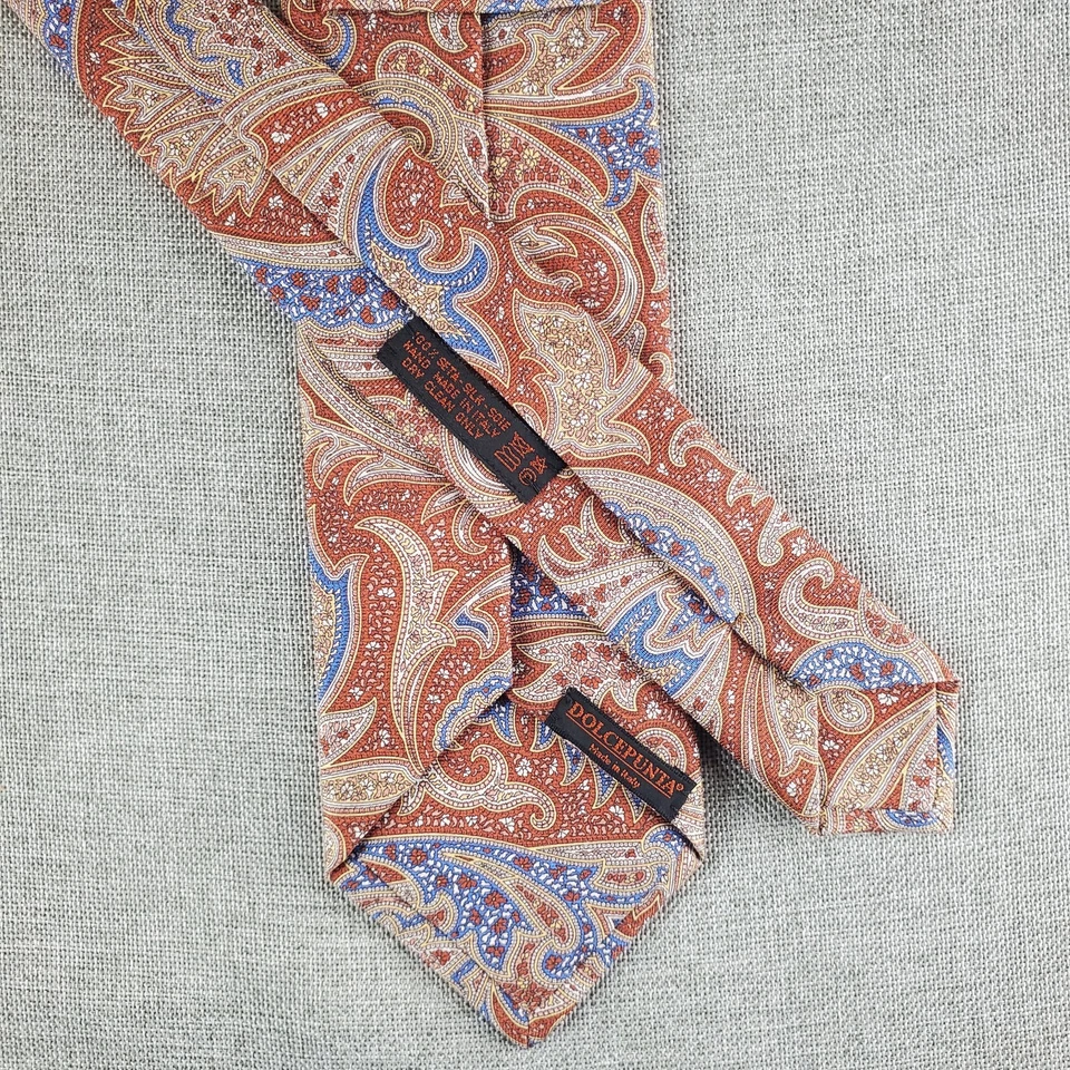 Corbatas Dolcepunta Para Hombre 59X3.25 Multicolor Paisley Seda Italia Diseñador Foto 4 de 4