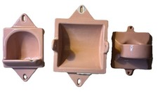 VTG Ceramic Cast Iron Glazed Pink 3pc Bathroom Accessory Set
