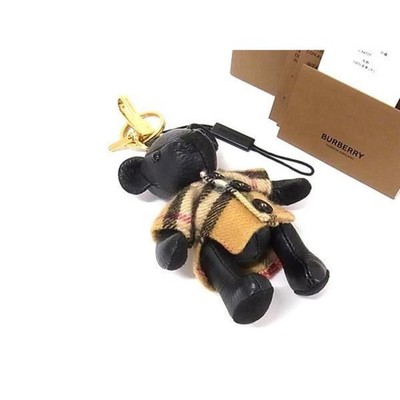 BURBERRY THOMAS CHARM PONCHO Schlüsselanhänger aus schwarzem und braunem Lede...