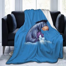 JKU Eeyore Fleece Blanket Super Soft Large Lightweight Cozy Queen, Black 