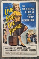 Vintage Movie Poster LIVE FAST DIE YOUNG 58 Noir Exploitation Original 1sh 27x41